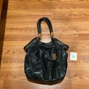Badgley Mischka oversized black leather bag